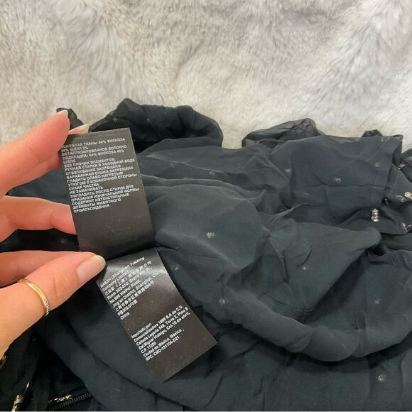 NEW Ba&sh Romy Black Silver Gathered Metallic Fil Coupe’ Maxi Dress 6 - Picture 15 of 16